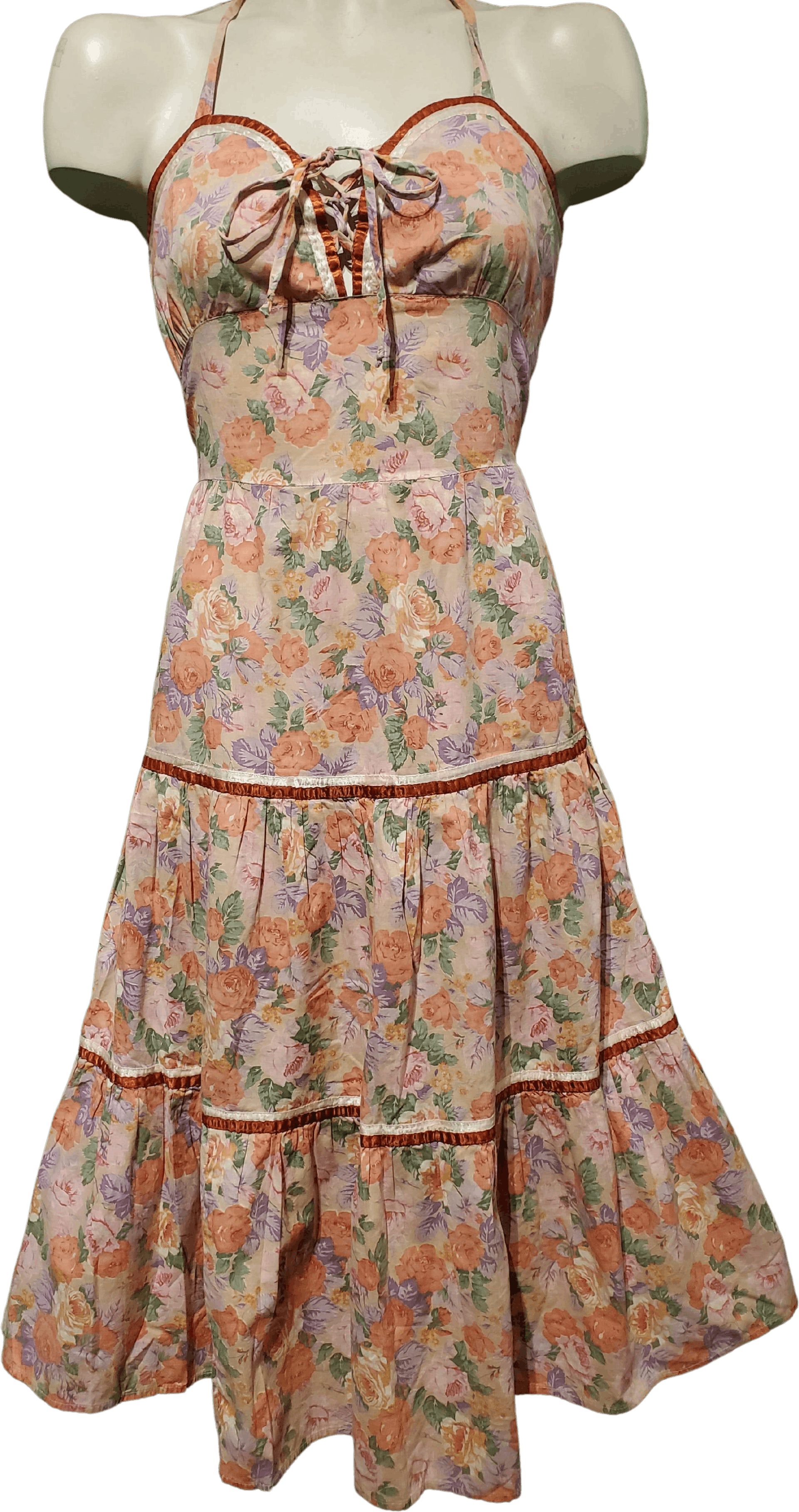 Vintage 70's Floral Corset Cottage Core Prairie Dress by Contempo Casuals -  Thrilling
